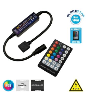 GloboStar® 73429 Ασύρματος LED RGB Controller με Χειριστήριο RF 2.4Ghz DC 5-24V Max 144W
